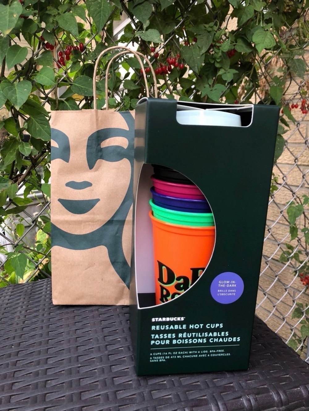 Starbucks Halloween Reusable Hot Cups with Glow in The Dark Lid Set